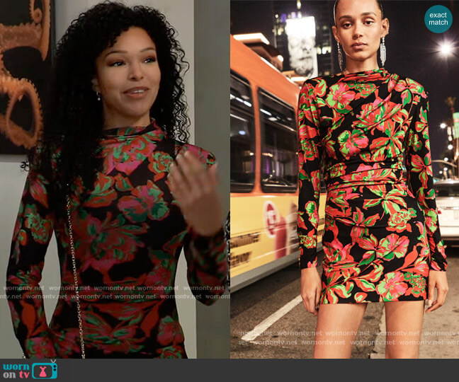Zara Printed Dress with Draping worn by Portia Robinson (Brook Kerr) on General Hospital