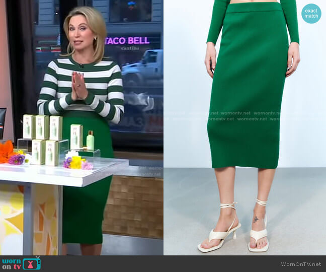 Zara Knit Midi Pencil Skirt worn by Amy Robach on Good Morning America
