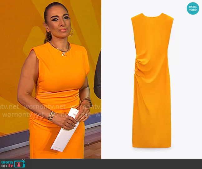Zara Side Draped Dress worn by Michelle Miller on CBS Mornings