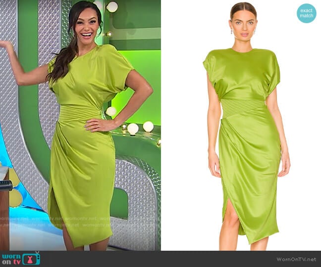 Zhivago Bond Midi Dress in Apple worn by Alexis Gaube on The Price is Right
