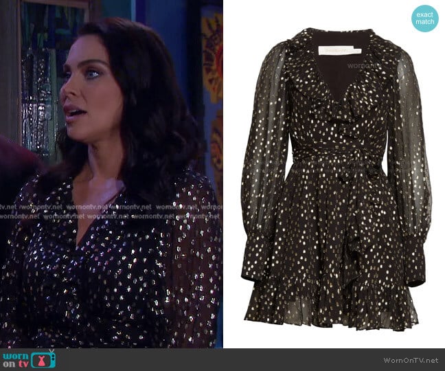 Zimmermann Cleme Silk Blend V-Neck Dress worn by Chloe Lane (Nadia Bjorlin) on Days of our Lives