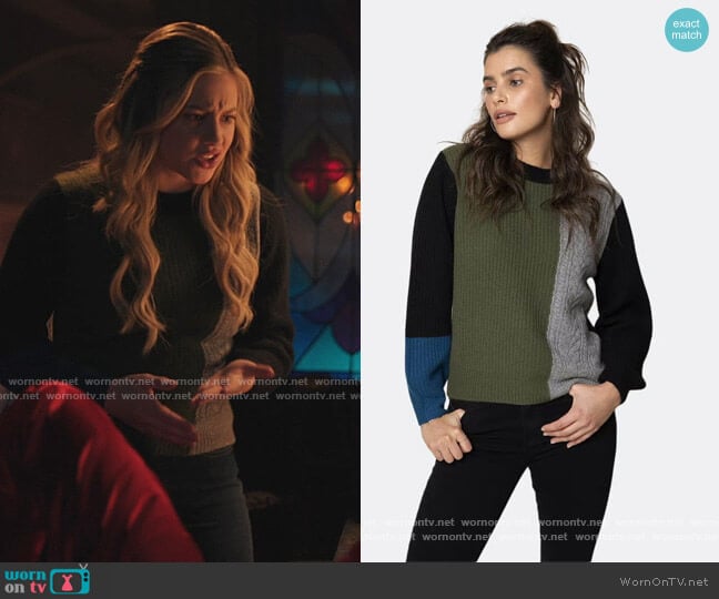 27 Miles Malibu Jessie Color Block Sweater worn by Betty Cooper (Lili Reinhart) on Riverdale
