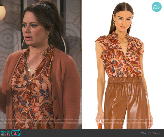 A.L.C. Hayley Silk-Blend Top worn by Jen (Katie Lowes) on How We Roll