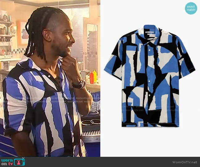 Zara Abstract Print Shirt worn by Scott Evans on Access Hollywood
