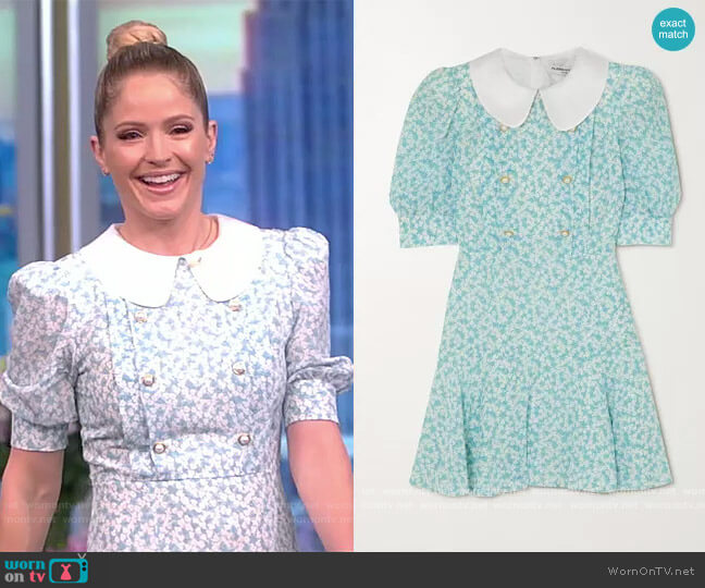 Alessandra Rich Floral-print satin-trimmed silk mini dress worn by Sara Haines on The View