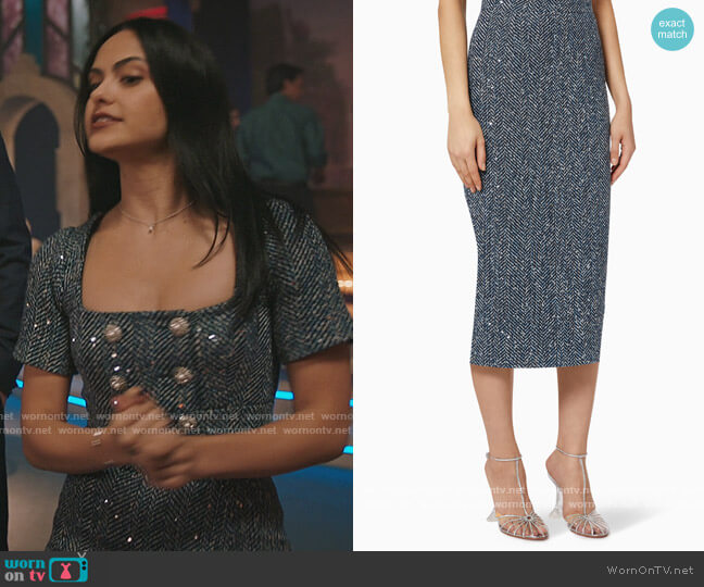 Alessandra Rich Sequin-Embellished Pencil Skirt worn by Veronica Lodge (Camila Mendes) on Riverdale