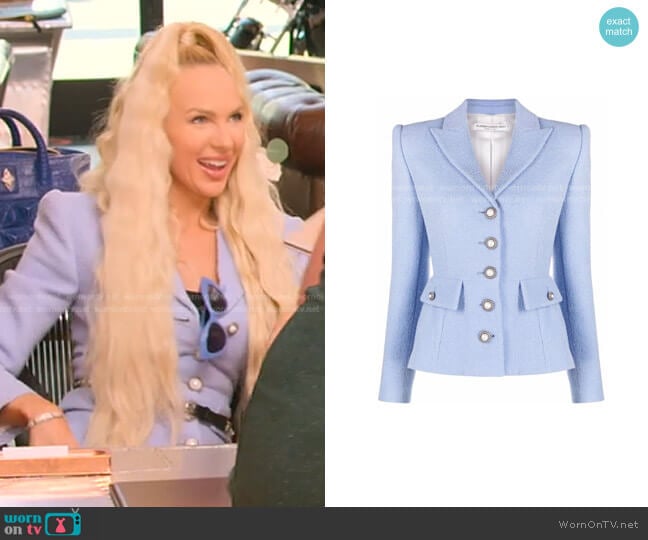Alessandra Rich Single-Breasted Peplum Blazer worn by Christine Quinn on Selling Sunset