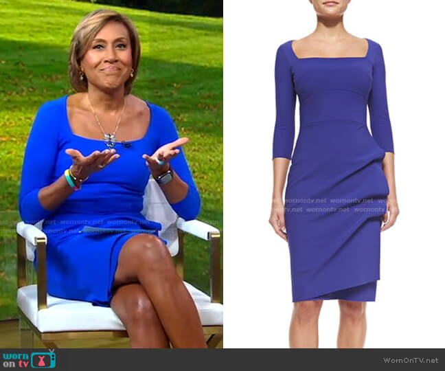Chiara Boni La Petite Robe Amy Square Neck Dress worn by Robin Roberts on Good Morning America
