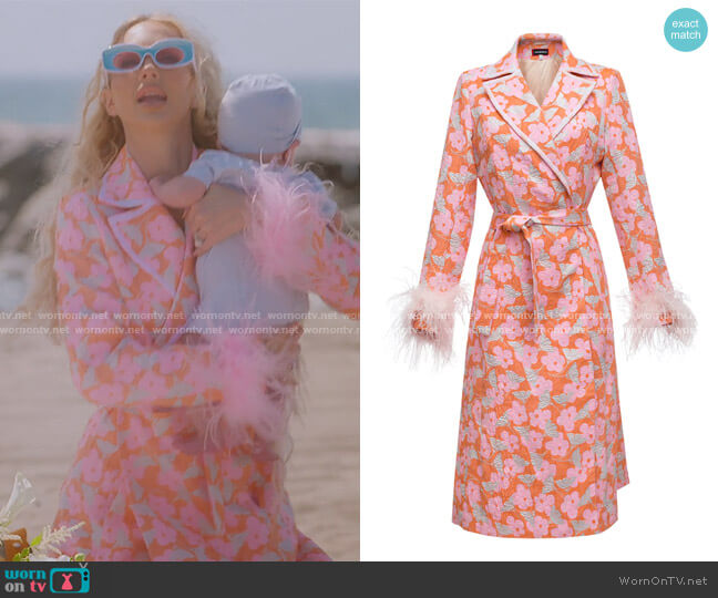 Andreeva Pink Jacqueline Coat worn by Christine Quinn on Selling Sunset