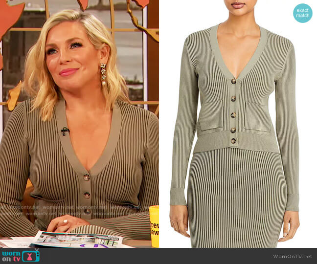 Anine Bing Layla Ribbed Two-Tone Cardigan