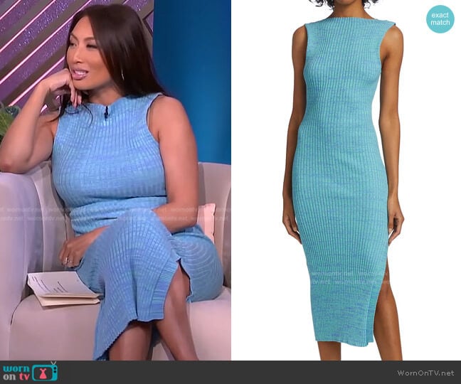 Anna Quan Drew Rib-Knit Midi Dress worn by Jeannie Mai on The Real