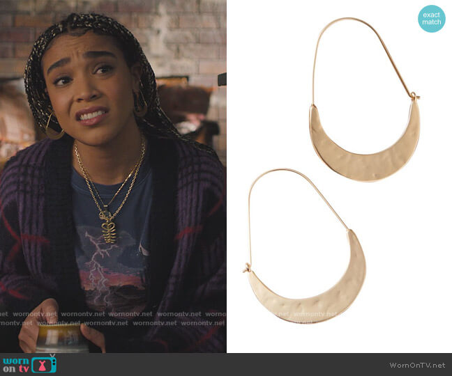 Anthropologie Crescent Hoops worn by Mikaela Danso (Lucy Barrett) on Charmed