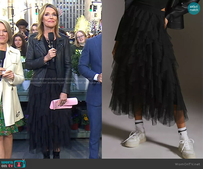 Anthropologie Ruffled Tulle Midi Skirt worn by Savannah Guthrie on Today