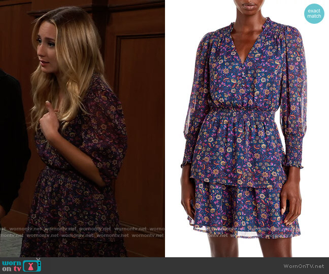 Aqua Floral Meadow Smocked Mini Dress worn by Josslyn Jacks (Eden McCoy) on General Hospital