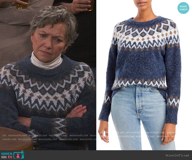 Aqua Fair Isle Sweater worn by Helen (Julie White) on How We Roll