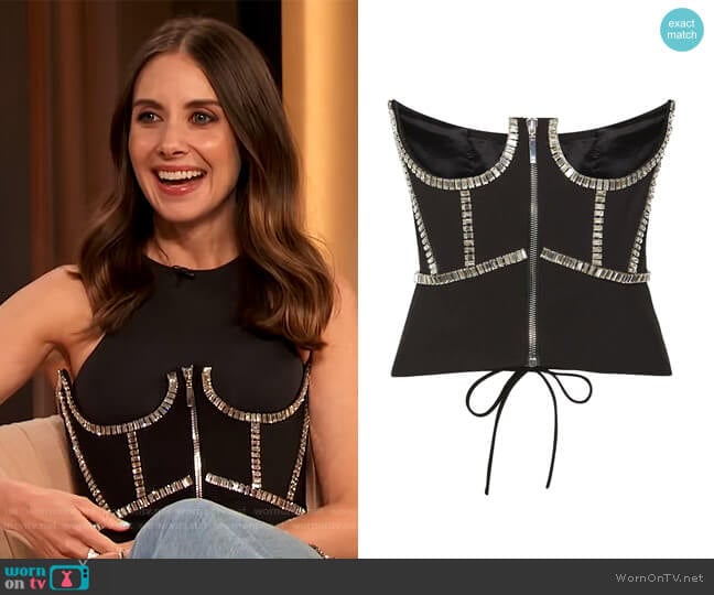 Area Embellished Wool Blend Corset Top