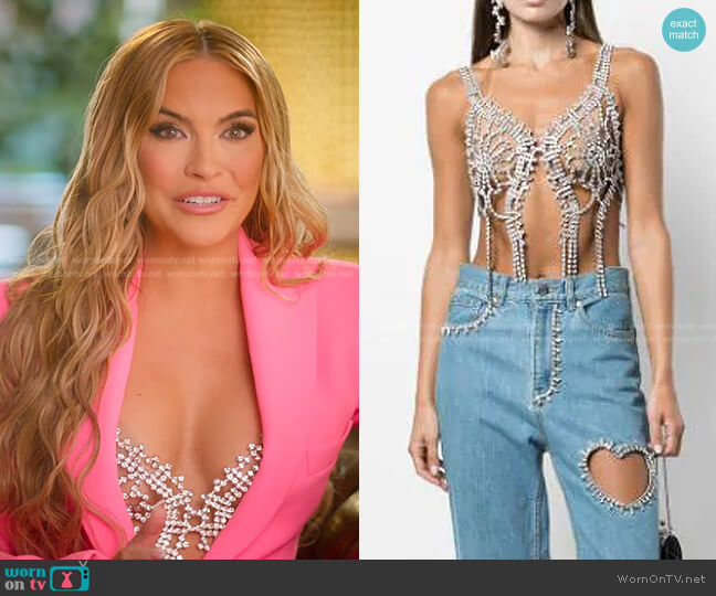 Area Embellished Crochet Top worn by Chrishell Stause on Selling Sunset