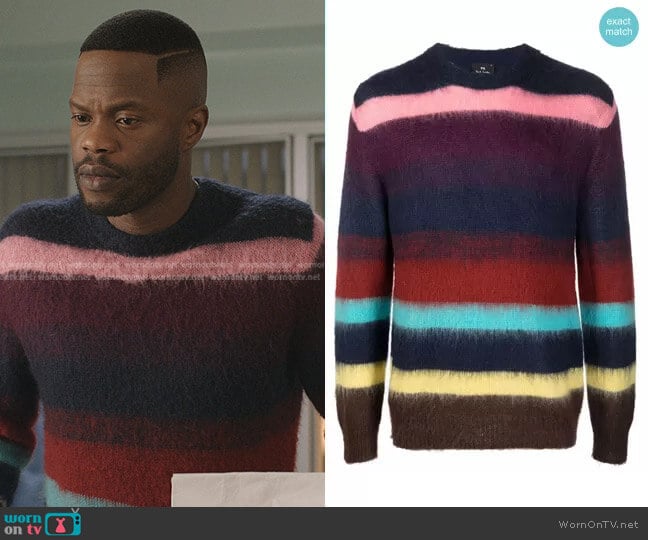 PS Paul Smith Artist-Stripe Knitted Jumper worn by Jeff Colby (Sam Adegoke) on Dynasty