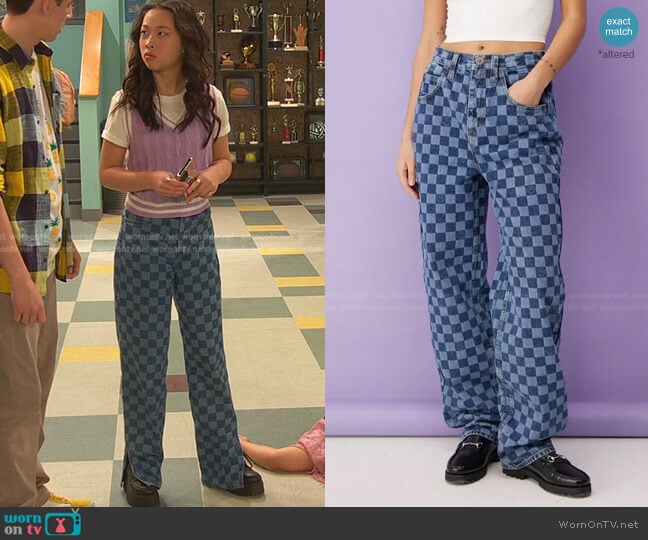 BDG Two-Tone Checkerboard High-Waisted Baggy Boyfriend Jean worn by Ivy (Emmy Liu-Wang) on Ravens Home