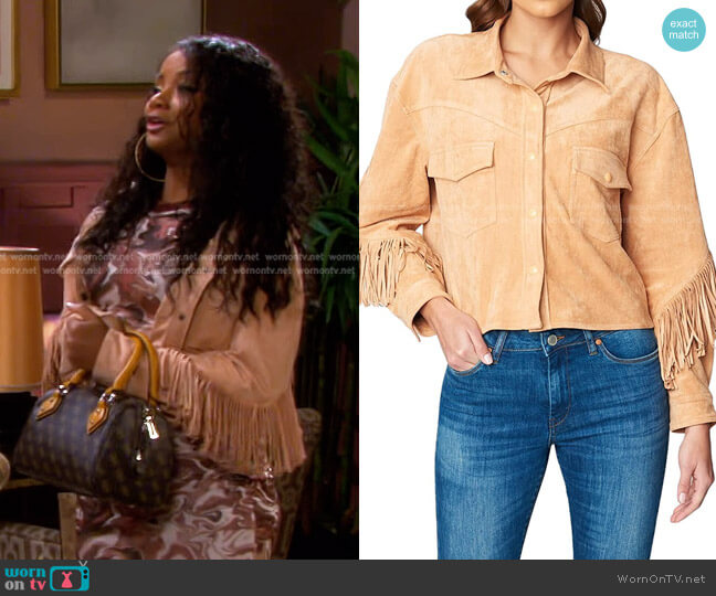 Blank NYC Suede Fringe Jacket worn by Chanel Dupree (Raven Bowens) on Days of our Lives
