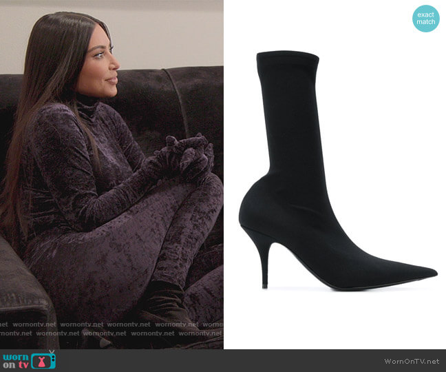 Balenciaga Knife crepe jersey boots worn by Kim Kardashian (Kim Kardashian) on The Kardashians
