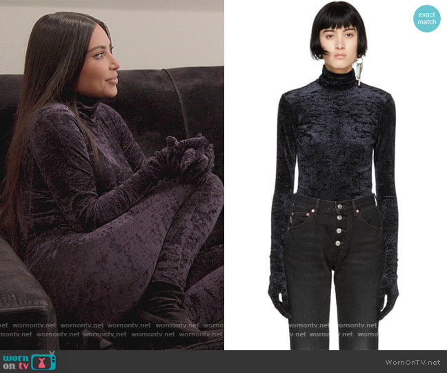 Balenciaga Velvet Gloves Turtleneck Top worn by Kim Kardashian (Kim Kardashian) on The Kardashians