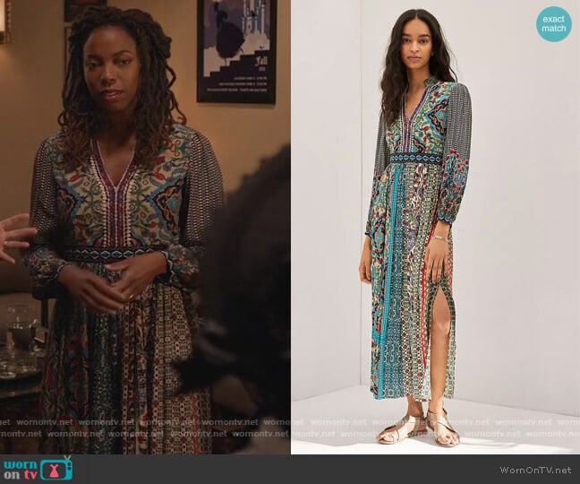 Bhanuni by Jyoti Patterned Maxi Dress worn by Denise (Sasheer Zamata) on Home Economics