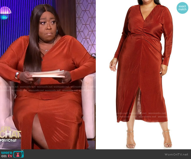 Charles Henry Gathered Long Sleeve A-Line Dress worn by Loni Love on The Real