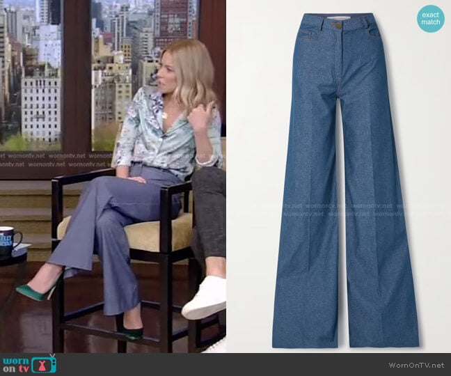 Carolina Herrer High-rise flared jeans worn by Kelly Ripa on Live with Kelly and Mark