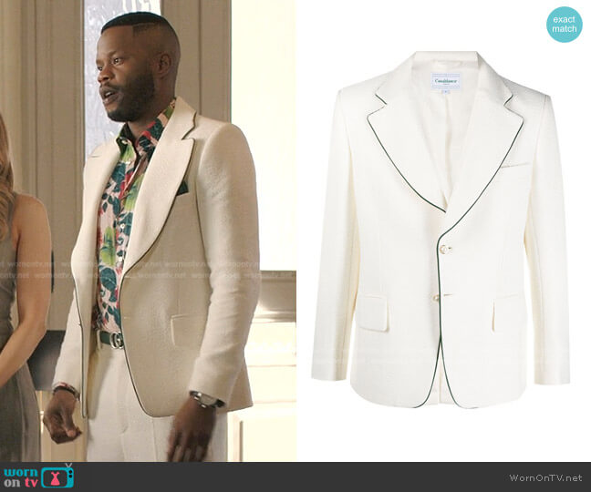 Casablanca Contrast Trim Single-Breasted Blazer worn by Jeff Colby (Sam Adegoke) on Dynasty