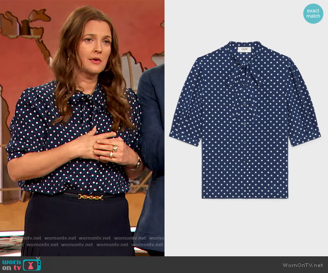 Celine Blouse with Bow in Crepe de Chine worn by Drew Barrymore on The Drew Barrymore Show