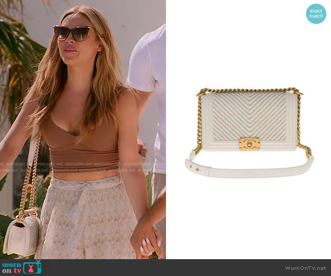 Chanel Boy Chevron Calfskin Bag worn by Chrishell Stause on Selling Sunset