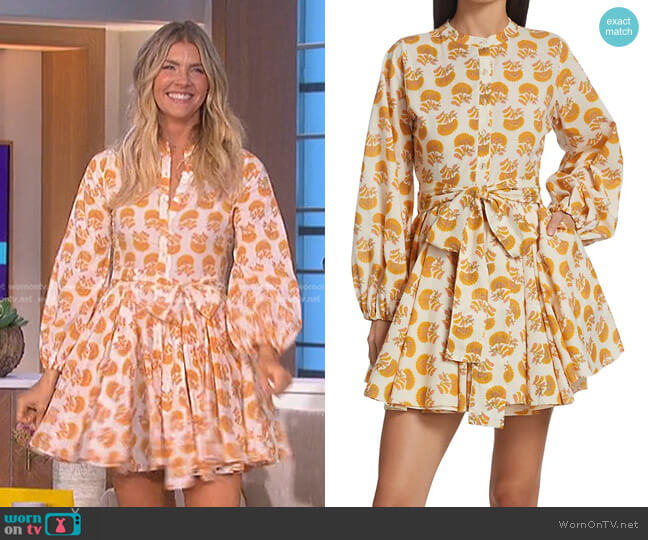 Charina Sarte Block-Print Mini Dress worn by Amanda Kloots on The Talk