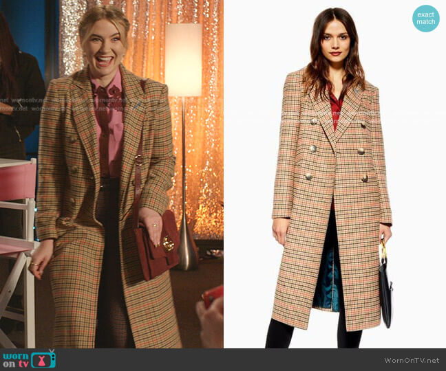 Topshop Check Coat worn by Amanda Carrington (Eliza Bennett) on Dynasty