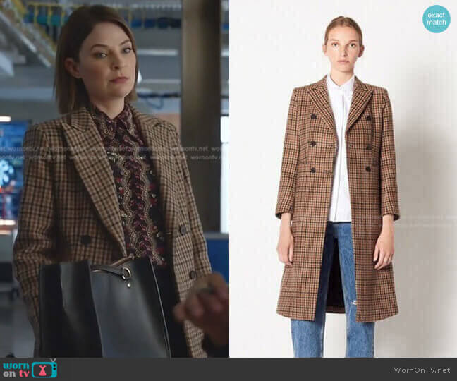 Sandro Checked Wool Coat worn by Taylor Rentzel (MacKenzie Meehan) on Bull