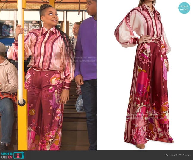 Zimmermann Concert Striped Silk-Twill Shirt worn by Raven Baxter (Raven-Symoné) on Ravens Home