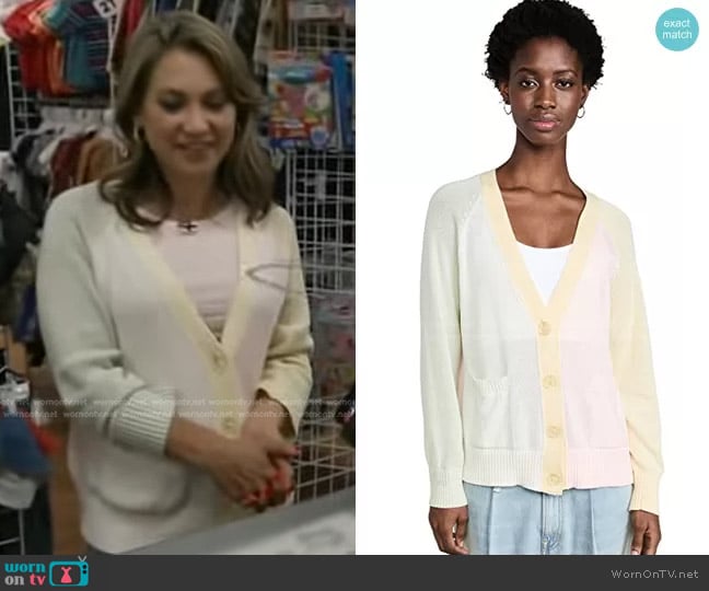 525 America Contrast Cardigan worn by Ginger Zee on Good Morning America