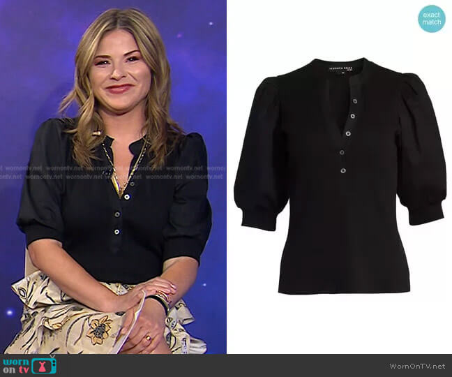 Veronica Beard Coralee Puff-Sleeve Top worn by Jenna Bush Hager on Today