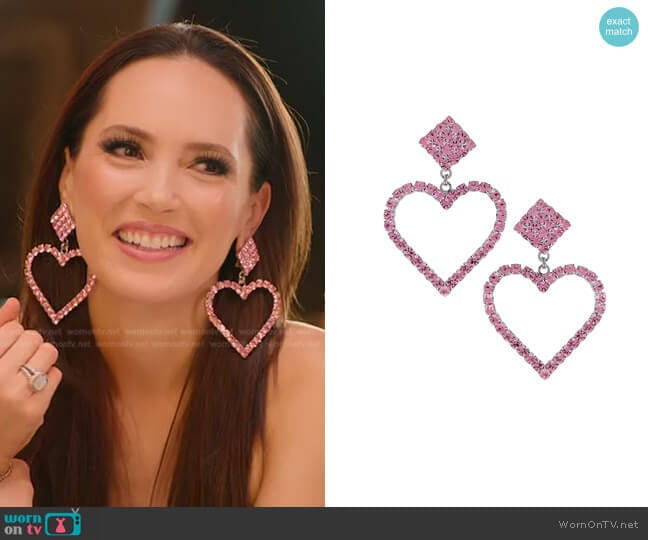 Alessandra Rich Crystal Heart Earrings worn by Davina Potratz on Selling Sunset