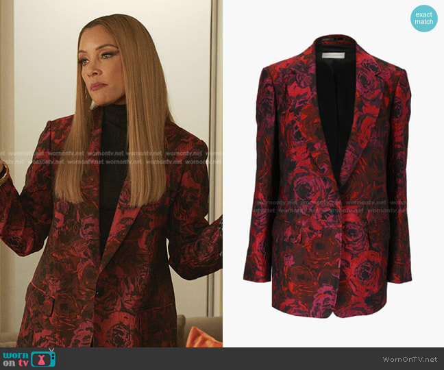 Dries Van Noten Blanchet Rose Cloque Blazer worn by Dominique Deveraux (Michael Michele) on Dynasty