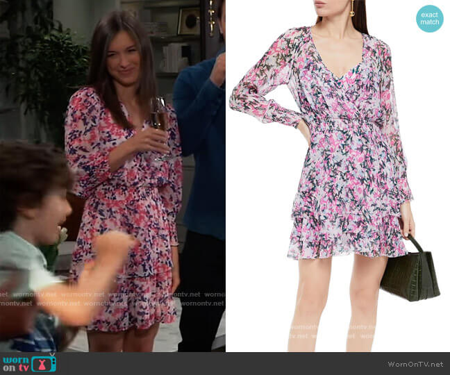 Diane Von Furstenberg Kelby Shirred Floral Mini Dress worn by Willow Tait (Katelyn MacMullen) on General Hospital
