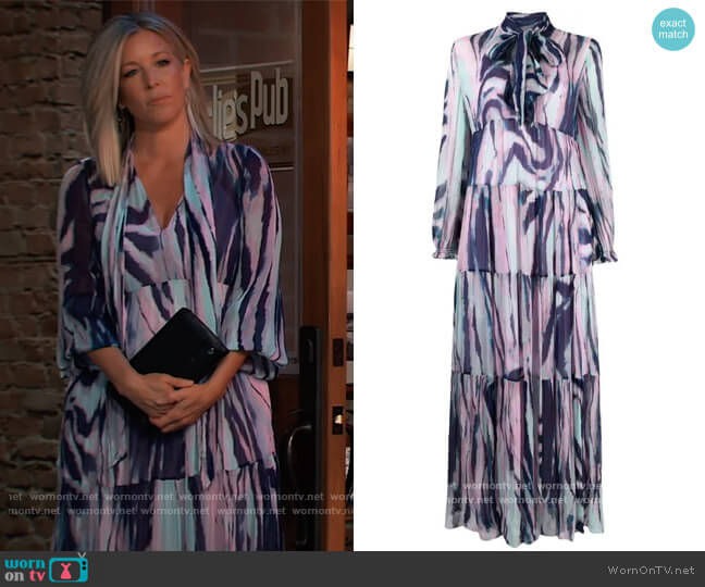 Diane Von Furstenberg Abstract Pattern Long Sleeve Dress worn by Carly Spencer (Laura Wright) on General Hospital