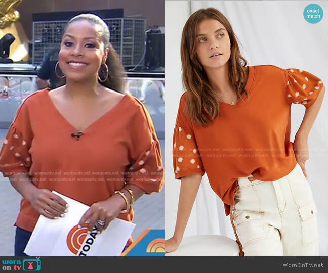Daily Practice By Anthropologie Puff-sleeved Top worn by Sheinelle Jones on Today