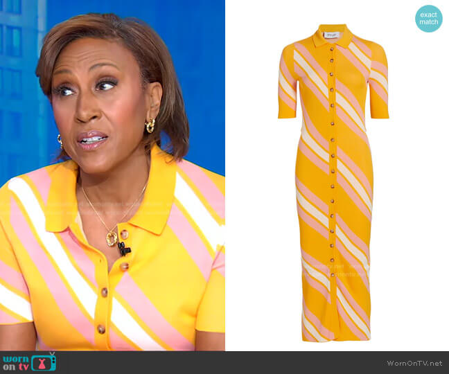 Derek Lam 10 Crosby Aurelia Cut-Out Knit Shirtdress worn by Robin Roberts on Good Morning America