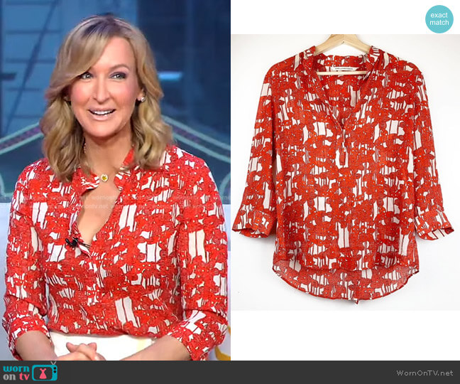 Diane von Furstenberg Paulie Blouser worn by Lara Spencer on Good Morning America