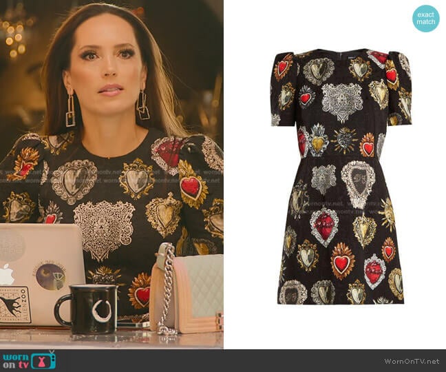 Dolce & Gabbana Heart-print Puff-sleeved Mini Dress worn by Davina Potratz on Selling Sunset