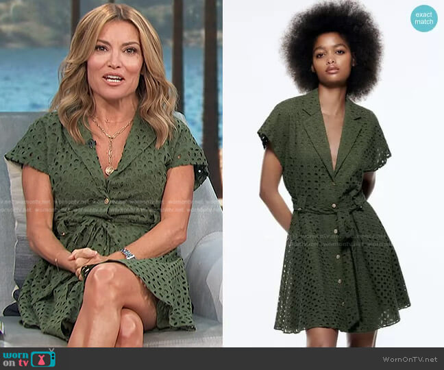 Zara Embroidered Eyelet Shirtdress worn by Kit Hoover on Access Hollywood