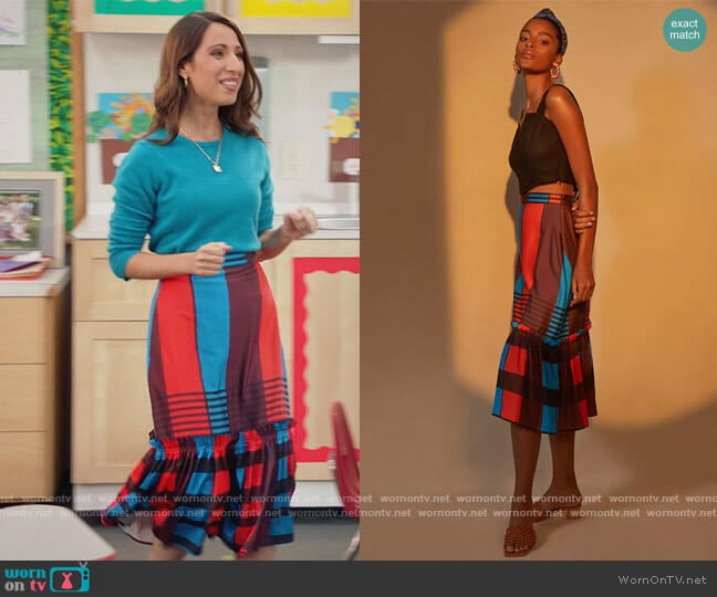 Eva Franco Flounced Midi Skirt