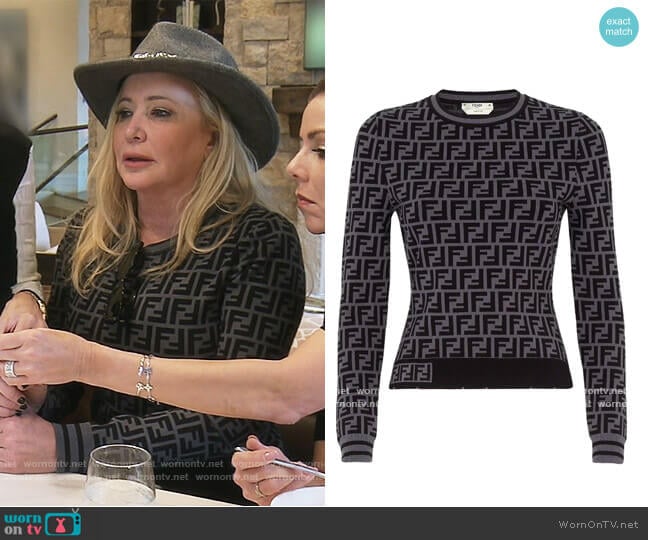 Fendi FF crew neck jumper worn by Shannon Beador on The Real Housewives of Orange County