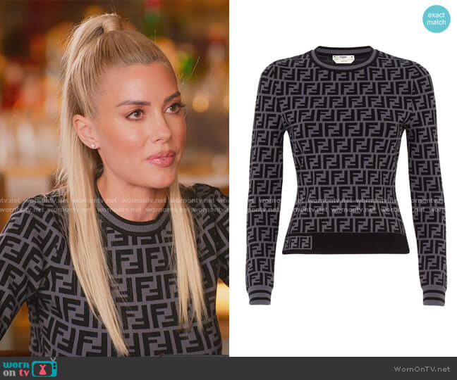 Fendi FF crew neck jumper worn by Heather Rae Young on Selling Sunset